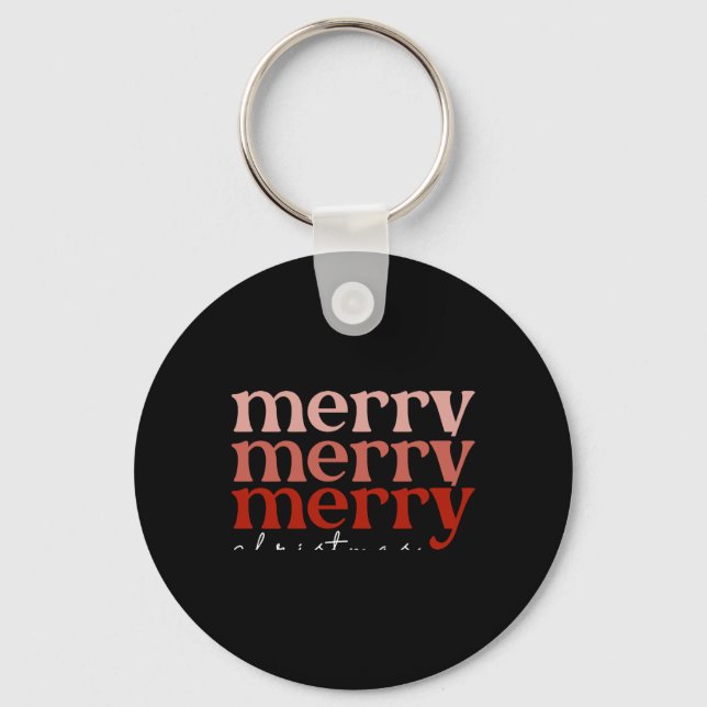 Merry Christmas Text Greeting Red Toddler T Shirt  Key Ring (Front)