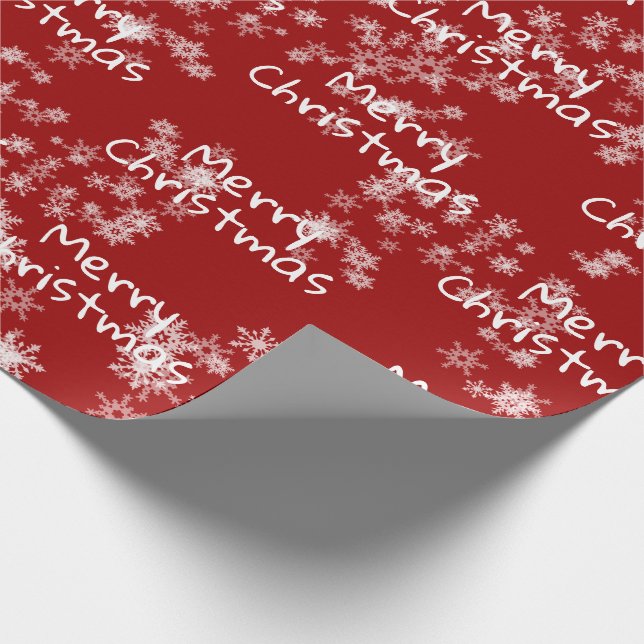 Merry Christmas Text In Snowflakes Wrapping Paper (Corner)