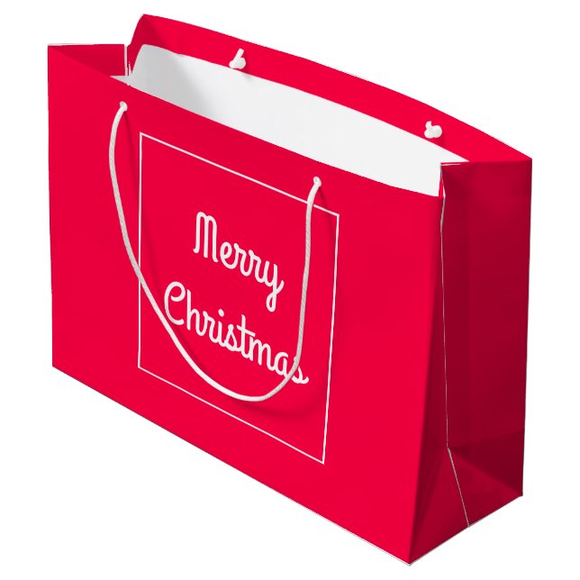 Merry Christmas Text Nostalgic Red White Template Large Gift Bag (Back Angled)