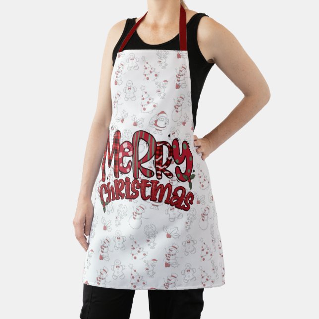 Merry Christmas Text on Christmas Background Apron (Insitu)