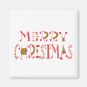 Merry Christmas Text Pattern Design: Festive  Art Magnet