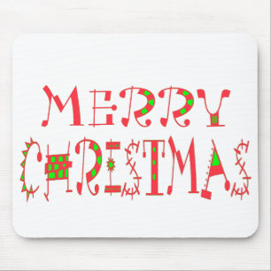 Merry Christmas Text Pattern Design: Festive  Art Mouse Mat