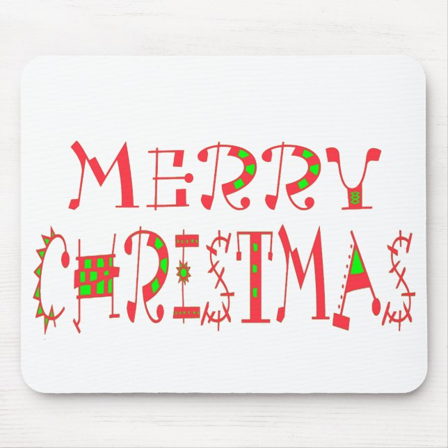 Merry Christmas Text Pattern Design: Festive  Art Mouse Mat (Front)