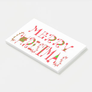 Merry Christmas Text Pattern Design: Festive  Art Post-it Notes