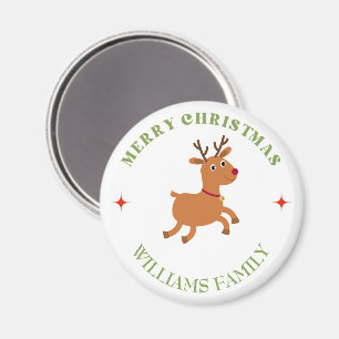 Merry Christmas text reindeer white Magnet
