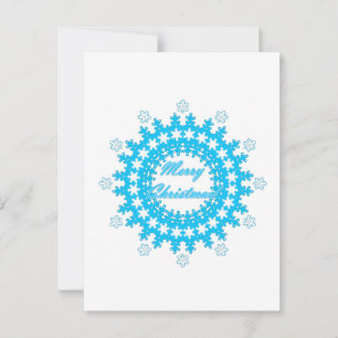 Merry Christmas text round frame snowflake blue wh Advice Card