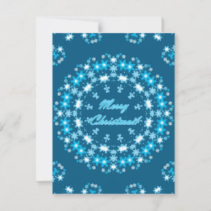 Merry Christmas text round frame snowflake blue wh Advice Card