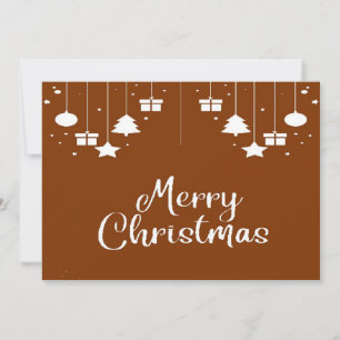 Merry Christmas text with gifts on brown Holiday Card