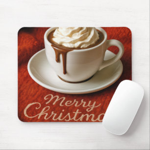 Merry Christmas Text With Hot Chocolate Drink Mouse Mat
