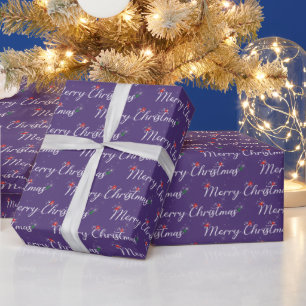 Merry Christmas Text With Sparkles Wrapping Paper