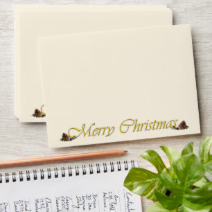 Merry Christmas Text with Wreath Envelope