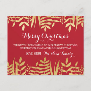 Merry Christmas Thank you Cards Red & Gold Xmas