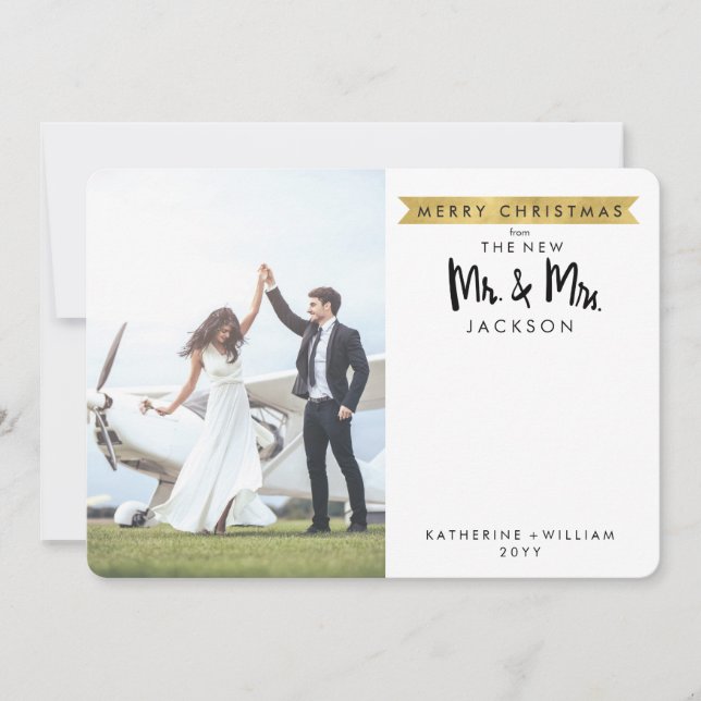 Merry Christmas | The New Mr. & Mrs. 1 Photo Card (Front)