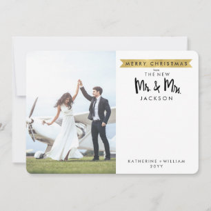 Merry Christmas   The New Mr. & Mrs. 1 Photo Card