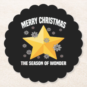 MERRY CHRISTMAS - THE SEASON OF WONDER Star and S Paper Coaster
