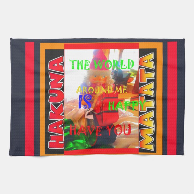 Merry Christmas The world around me is happy to ha Tea Towel (Horizontal)