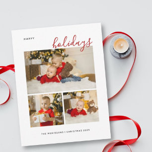 Merry Christmas three family photo collage happy H Holiday Card