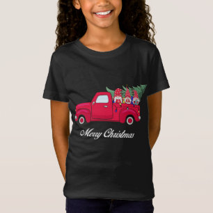 Merry Christmas Three Gnome Red Truck T-Shirt