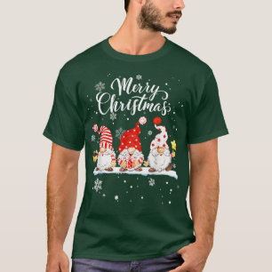 Merry Christmas Three Gnomes Santa Christmas Snow T-Shirt
