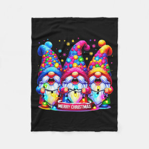 Merry Christmas Three Gnomes Xmas Family Men Women Fleece Blanket
