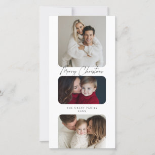 Merry Christmas Three Photo Holiday Card