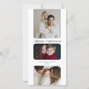 Merry Christmas Three Photo Holiday Card