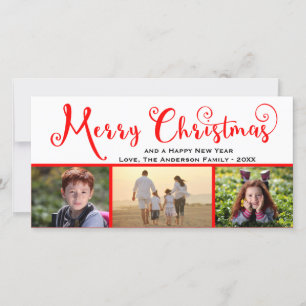 Merry Christmas Three Photo Script - Photo Card