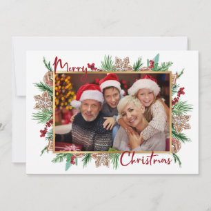 Merry Christmas Three Pictures Photo  Holiday Card