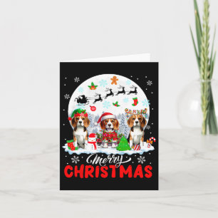 Merry Christmas Three Santa Elf Reindeer Beagles O Card