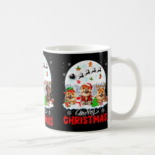 Merry Christmas Three Santa Elf Reindeer Dachshund Coffee Mug