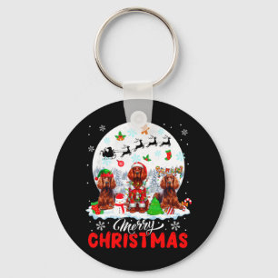 Merry Christmas Three Santa Elf Reindeer Irish Set Key Ring