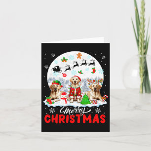 Merry Christmas Three Santa Elf Reindeer Labrador Card