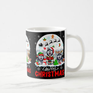 Merry Christmas Three Santa Elf Reindeer Labrador Coffee Mug
