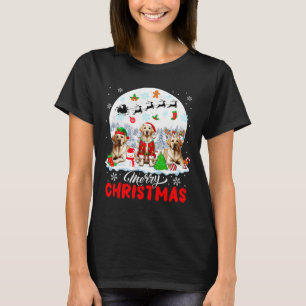 Merry Christmas Three Santa Elf Reindeer Labrador T-Shirt