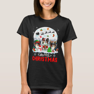 Merry Christmas Three Santa Elf Reindeer Papillons T-Shirt