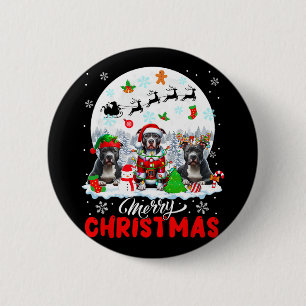 Merry Christmas Three Santa Elf Reindeer Pit Bulls 6 Cm Round Badge