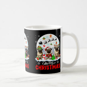 Merry Christmas Three Santa Elf Reindeer Rottweile Coffee Mug