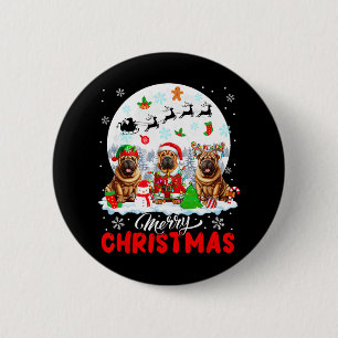 Merry Christmas Three Santa Elf Reindeer Shar Peis 6 Cm Round Badge