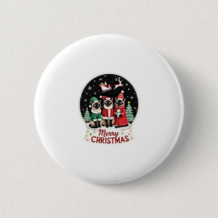 Merry Christmas Three Santa Elf Reindeer Siamese C 6 Cm Round Badge