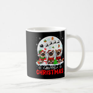 Merry Christmas Three Santa Elf Reindeer Siamese C Coffee Mug