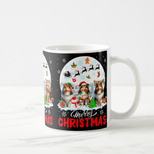 Merry Christmas Three Santa Elf Reindeer Sproodles Coffee Mug