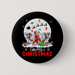 Merry Christmas Three Santa Elf Reindeer Whippets 6 Cm Round Badge