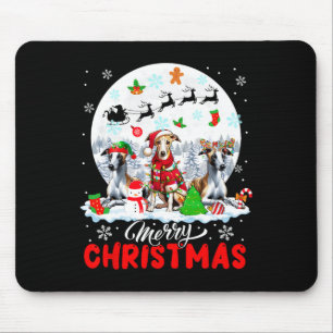 Merry Christmas Three Santa Elf Reindeer Whippets Mouse Mat