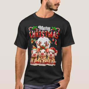 Merry Christmas Three Santa Reindeer Elf Gs Colorf T-Shirt