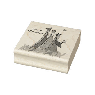 Merry Christmas Three Wisemen Rubber Stamp