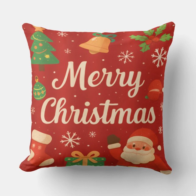 Merry Christmas Throw Pillow (Front)