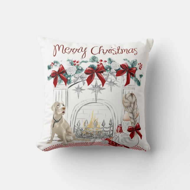 Merry Christmas Throw Pillow (Front)
