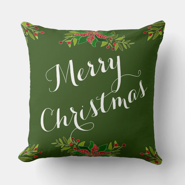 Merry Christmas Throw Pillow 20” x 20” (Front)