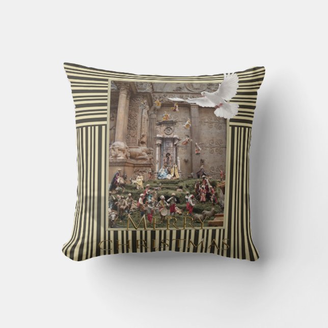 Merry Christmas Throw Pillow, Jesus Cushion (Front)