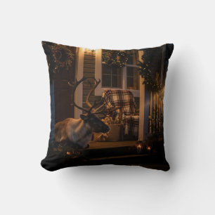Merry Christmas Throw Pillow –  Reindeer 